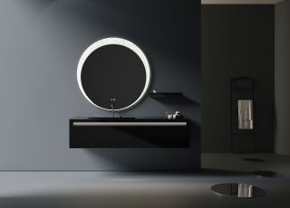 Комплект мебели для ванной Black&White Gravity V-2408 Unihopper drawers Carbon Fiber 2-hole mirror LED Anti-fog